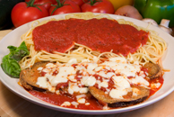 Eggplant Parmigiana with Spaghetti