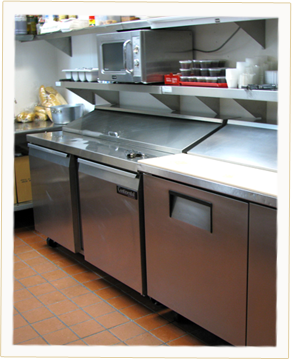 Our kitchen, where we prepare some of the best pizza in the world, and where your franchise can be making Ameci's pizza.