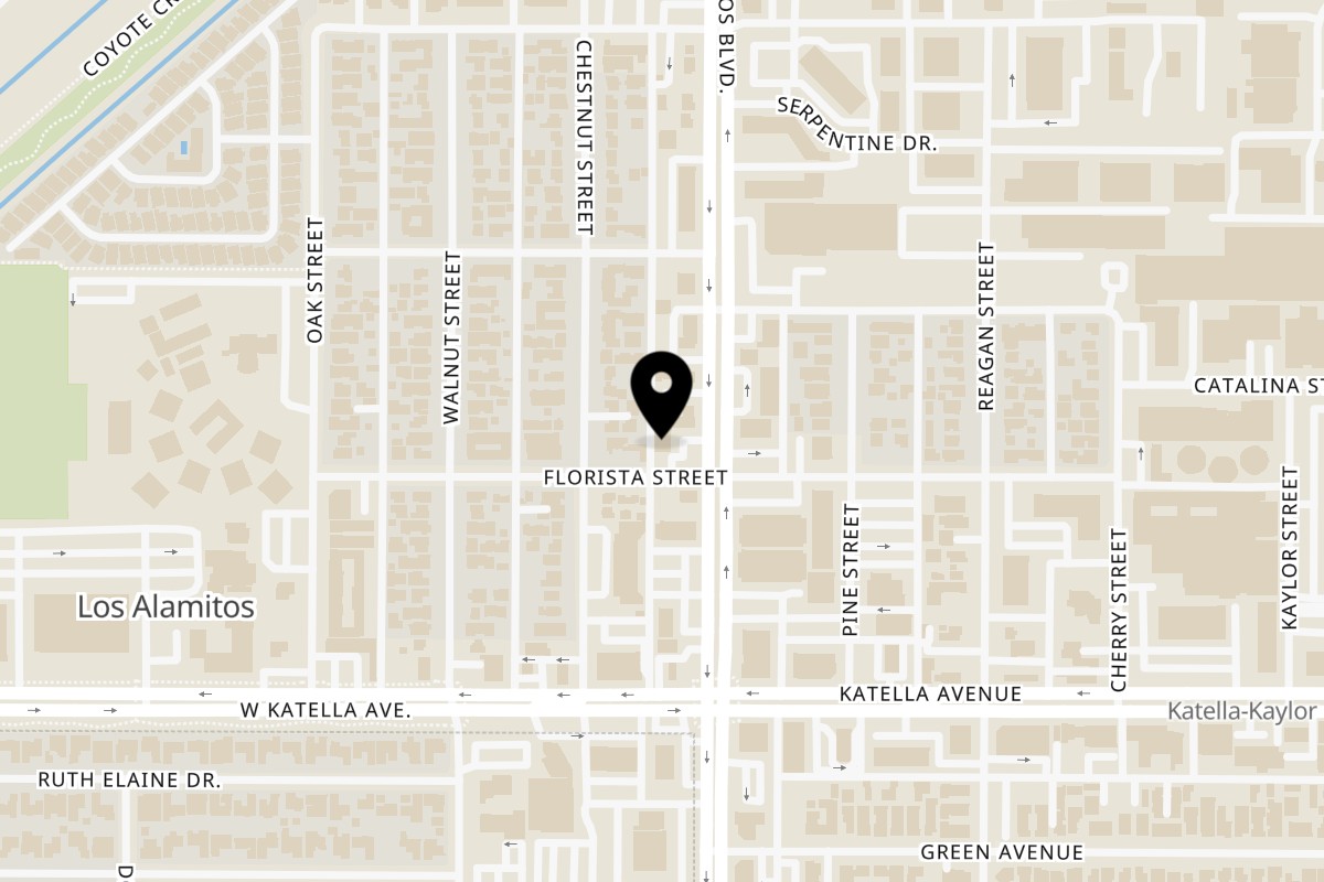 Map showing the location of Ameci Pizza & Pasta Los Alamitos on 10847 Los Alamitos Blvd in Los Alamitos