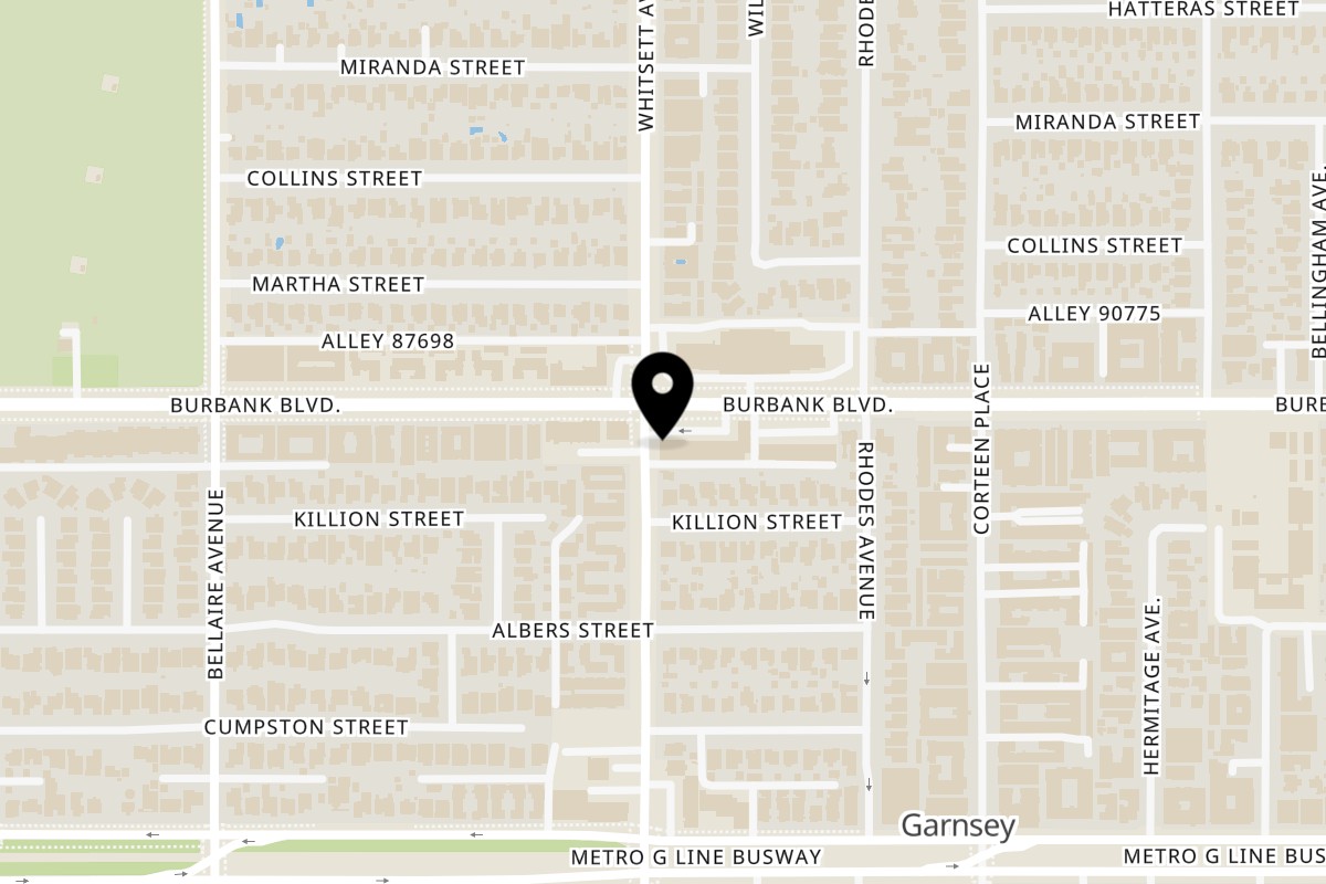 Map showing the location of Ameci Pizza & Pasta North Hollywood on 12450 Burbank Blvd in Valley Village