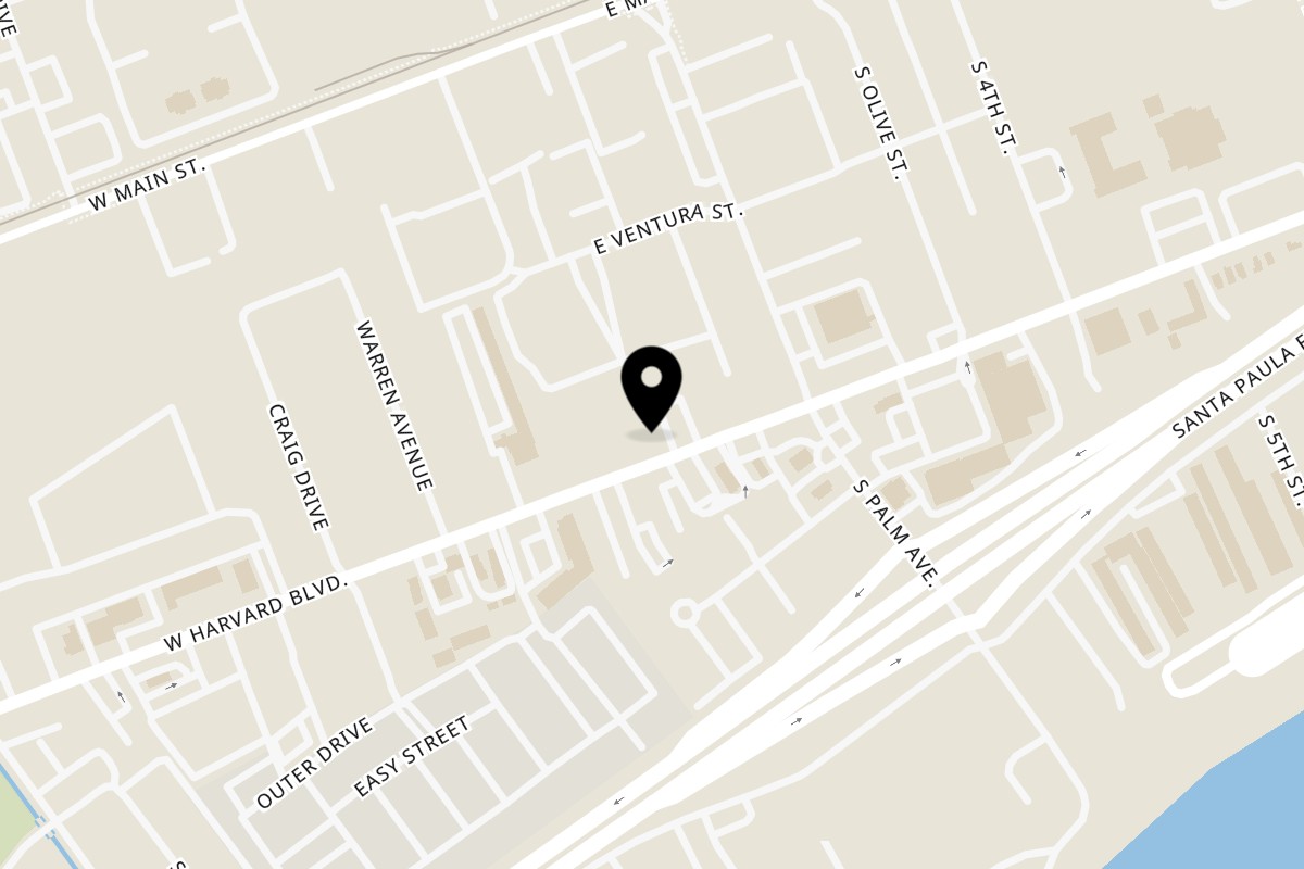 Map showing the location of Ameci Pizza & Pasta Santa Paula on 125 E Harvard Blvd in Santa Paula